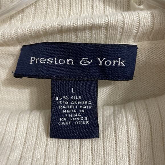 Preston York Sweater Womens Large Ivory Cowl Neck Turtleneck Retro Classic - Picture 5 of 6